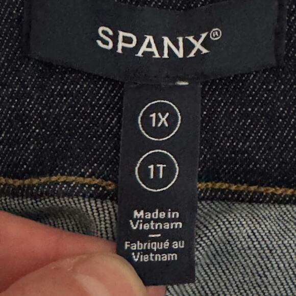 NWT SPANX Raw Indigo Wide Leg Pull-On Jeans - Picture 4 of 11